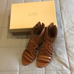 Hinge cognac wedge sandal size 7.5